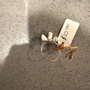 Silver Wire Wrapped Ring with White Stones